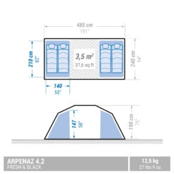 Quechua 4 Man Blackout Tent With Poles - Arpenaz 4.2 F&B 22 Quechua 4 Man Blackout Tent With Poles - Arpenaz 4.2 F&B -Outdoor Camping kde6e6c781c7bb70dac0eeeba1a5ae92a