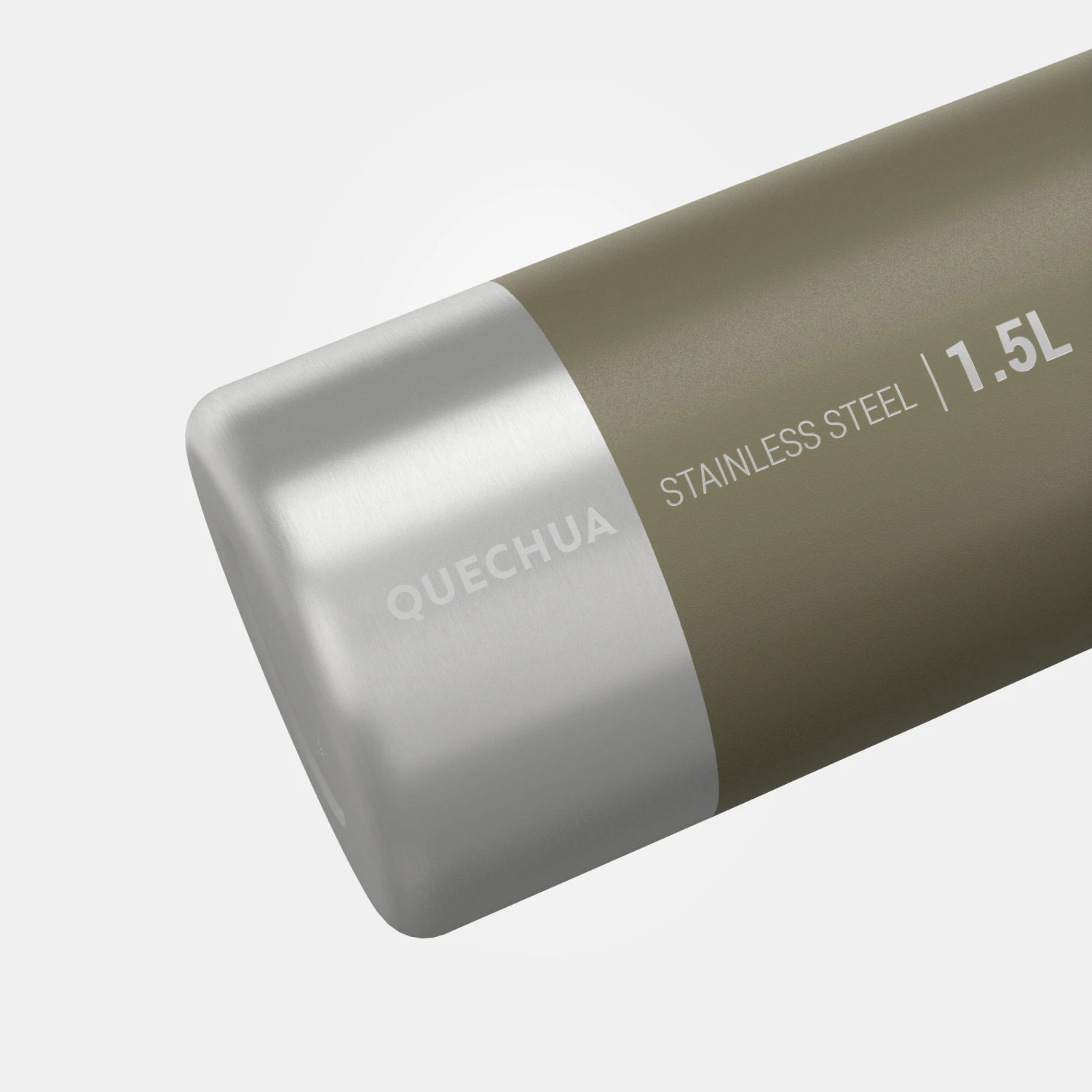 Quechua Stainless Steel Hiking Flask With Screw Cap MH100 1.5 L Khaki 3 Quechua Stainless Steel Hiking Flask With Screw Cap MH100 1.5 L Khaki - Image 3